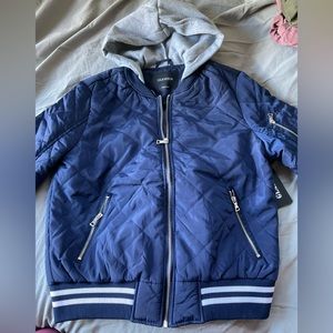 Blue Medium Puffer Jacket With Hood